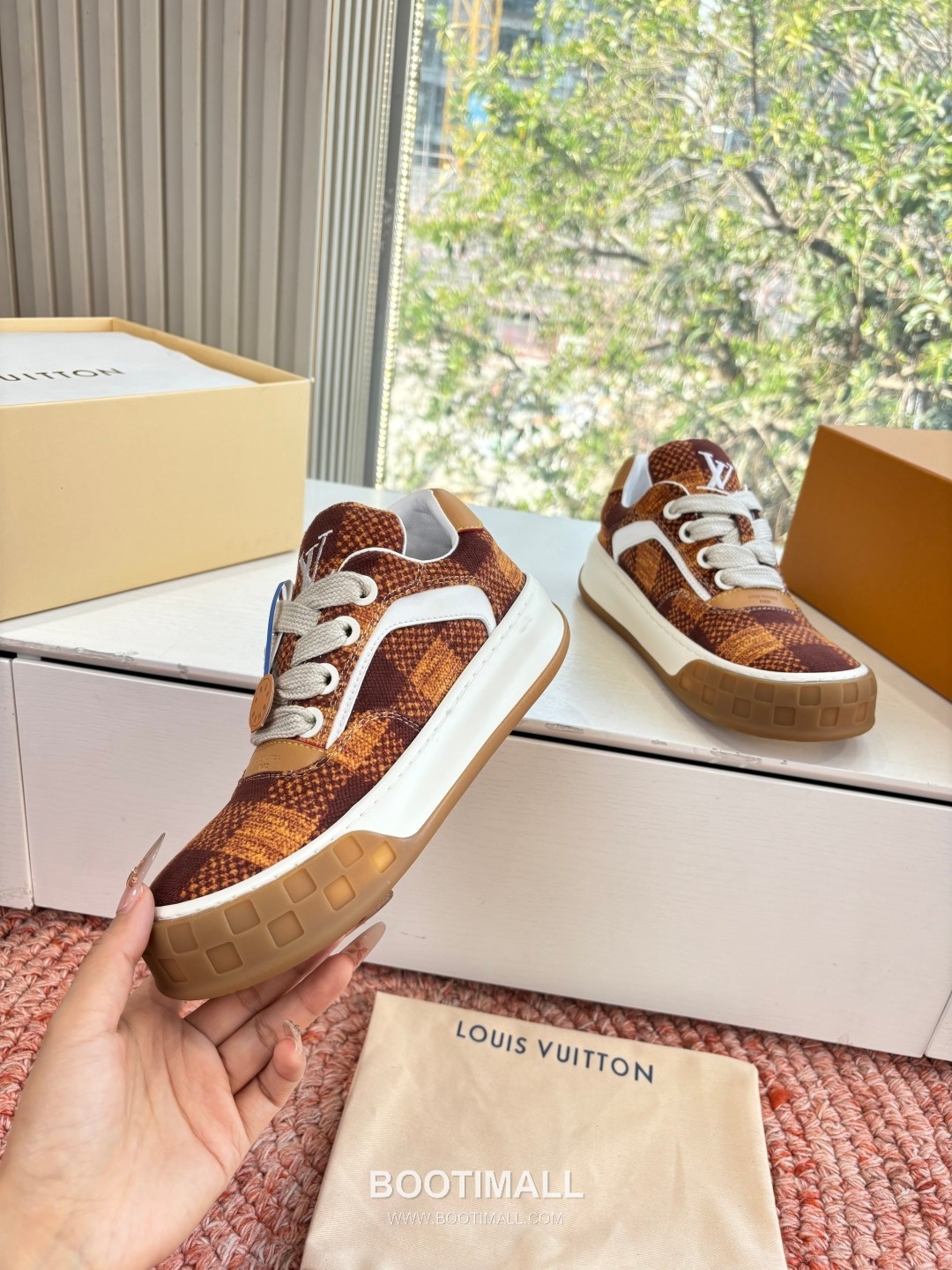 Louis Vuitton Tilted Damier Platform Trainer Cowhide Brown 루이비통 틸티드 다미에 플랫폼 트레이너 소가죽 브라운 스니커즈 6