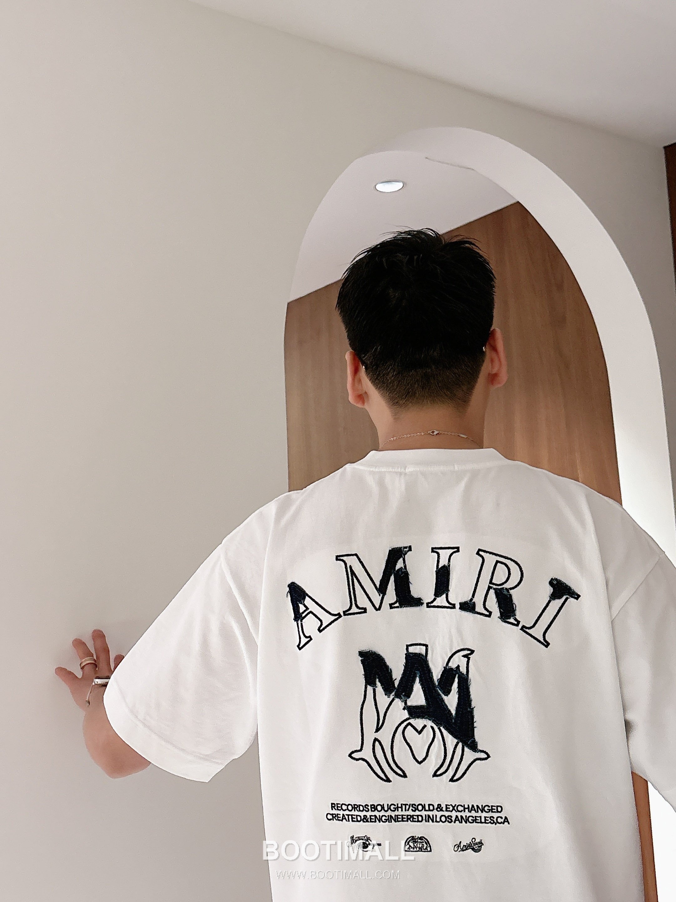 Ami Paris SS26 Embroidered Patchwork Denim Cotton Short Sleeve T-Shirt 아미 파리 SS26 자수 패치워크 데님 코튼 반팔 티셔츠 4