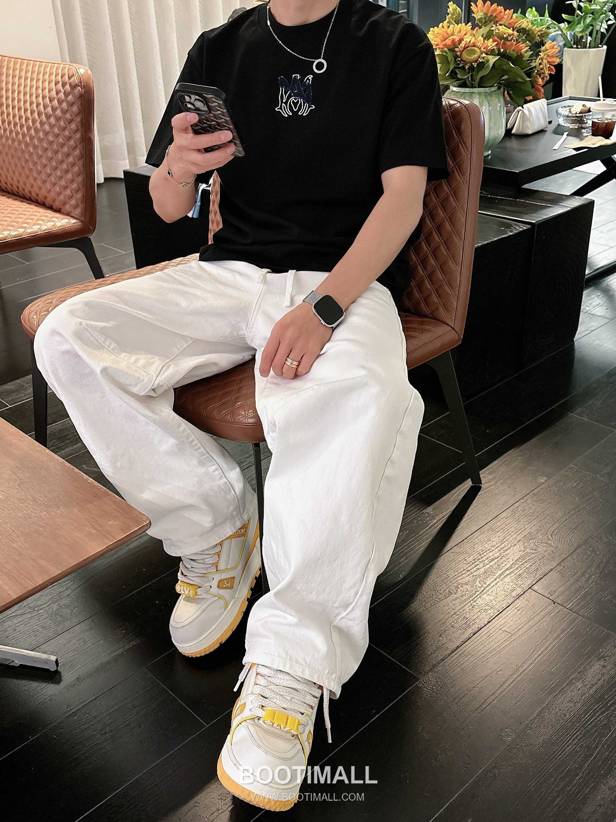 Ami Paris SS26 Embroidered Patchwork Denim Cotton Short Sleeve T-Shirt 아미 파리 SS26 자수 패치워크 데님 코튼 반팔 티셔츠 7