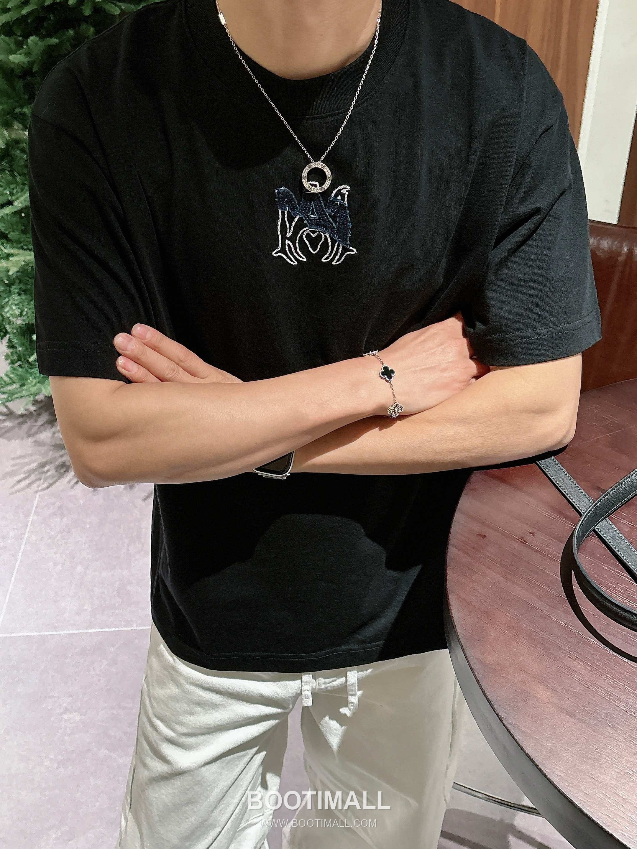 Ami Paris SS26 Embroidered Patchwork Denim Cotton Short Sleeve T-Shirt 아미 파리 SS26 자수 패치워크 데님 코튼 반팔 티셔츠 8