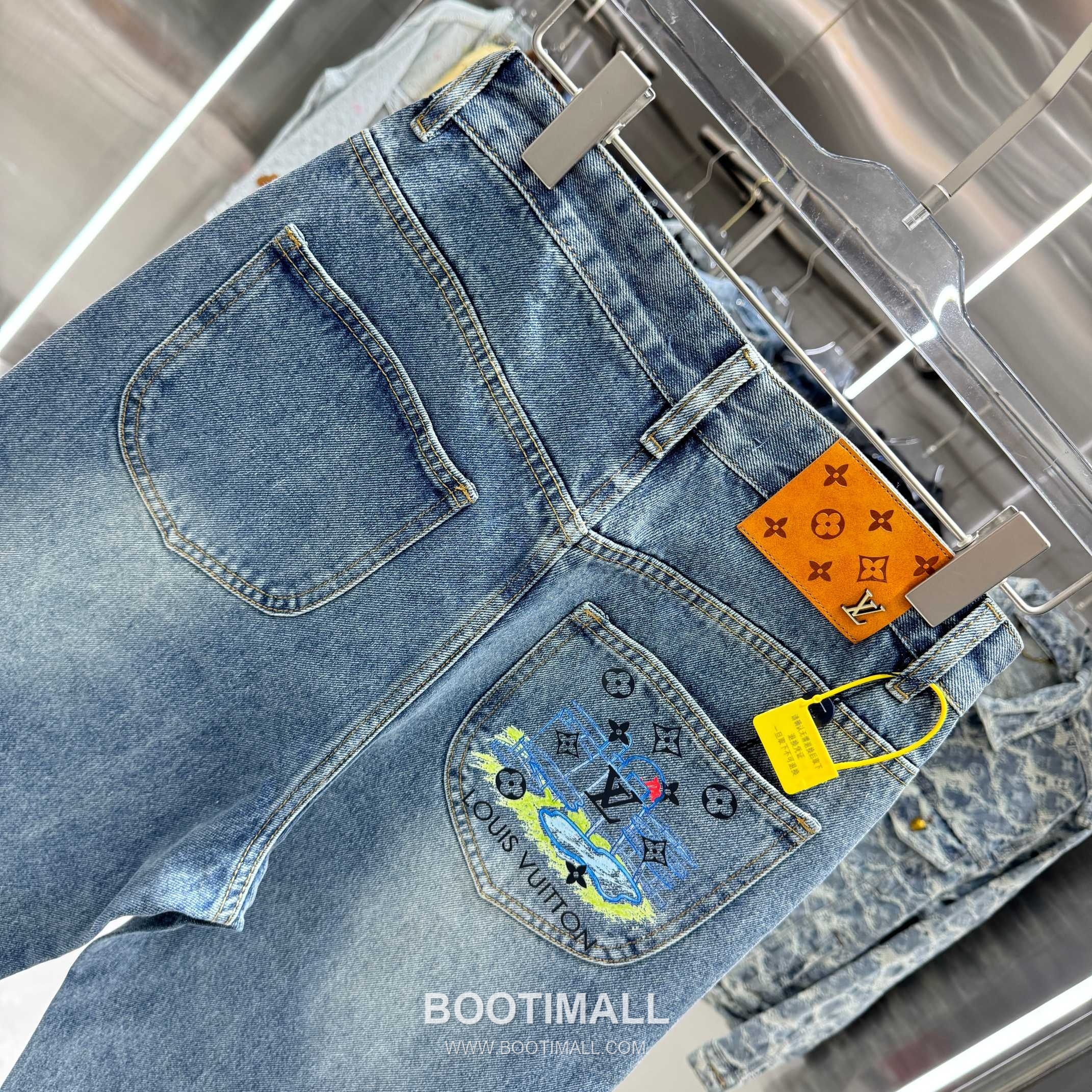 Louis Vuitton Letter Print Straight Jeans Denim Blue Pants 루이비통 레터 프린트 스트레이트 진 데님 블루 팬츠 5