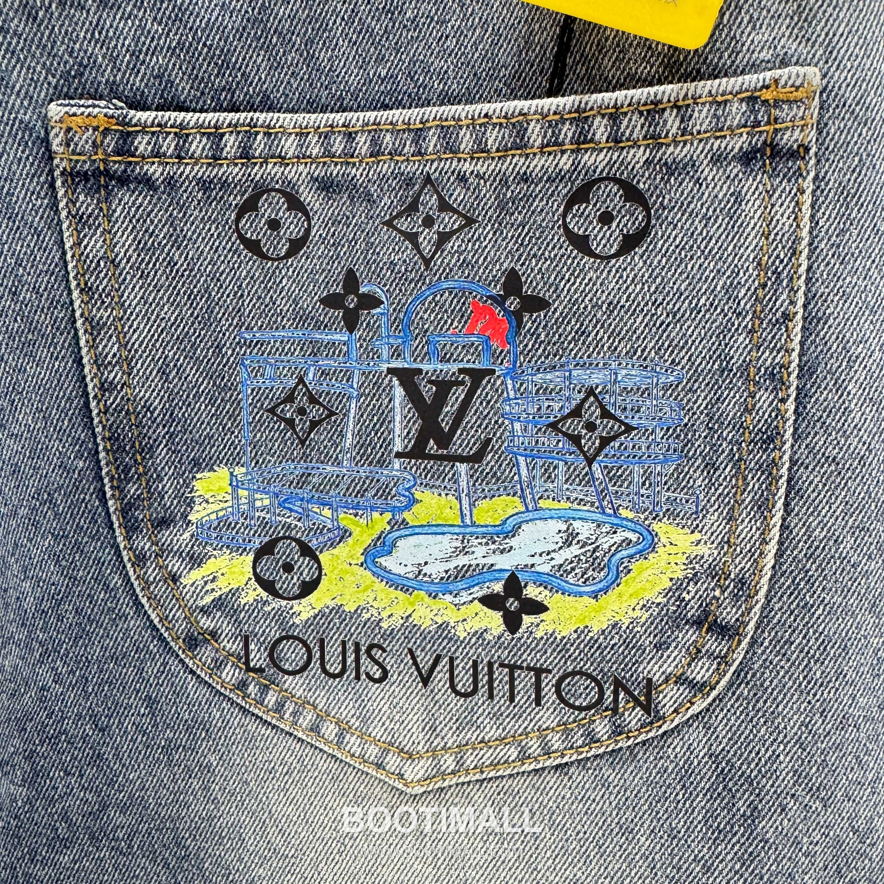 Louis Vuitton Letter Print Straight Jeans Denim Blue Pants 루이비통 레터 프린트 스트레이트 진 데님 블루 팬츠 8