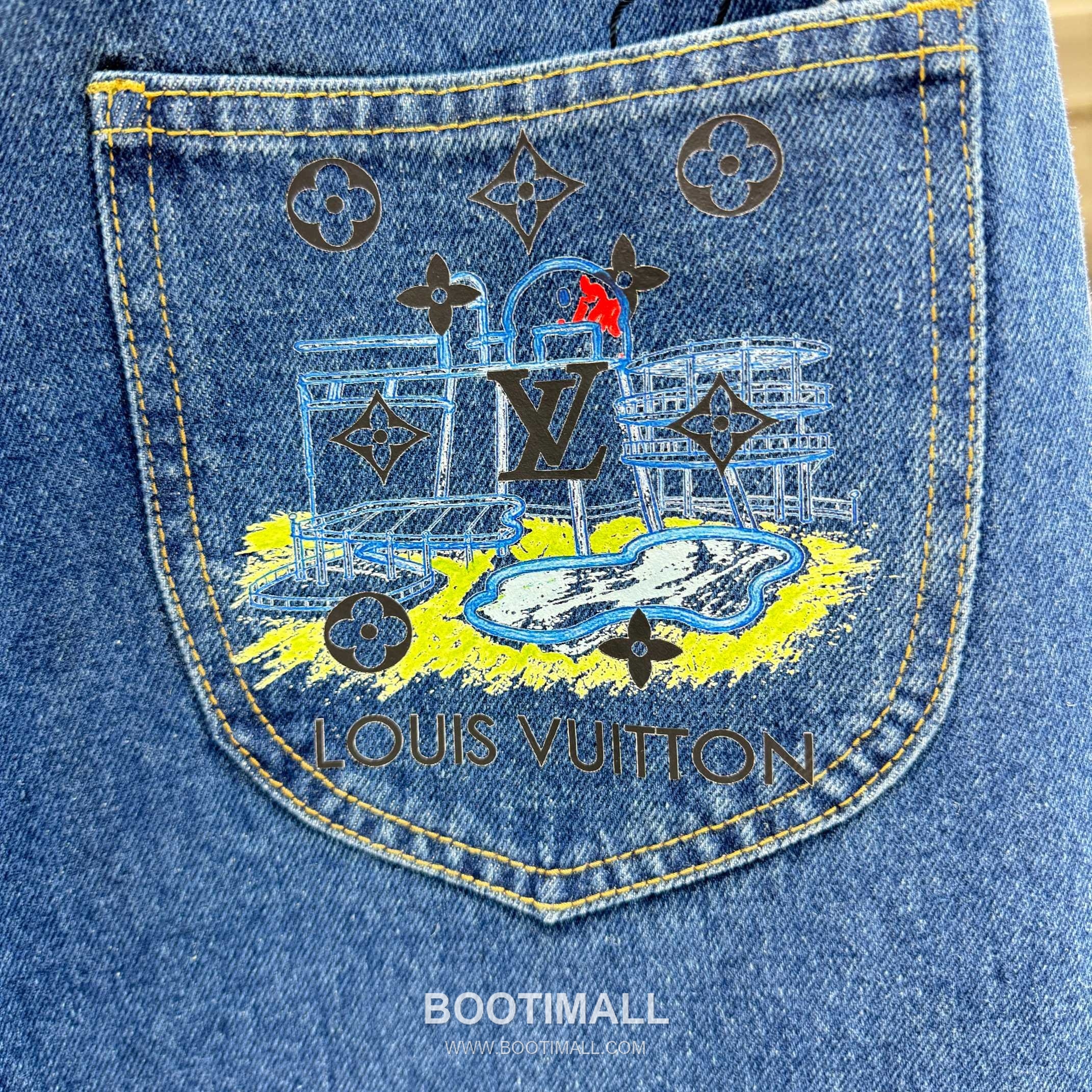 Louis Vuitton Back Pocket Letter Print Straight Jeans Denim Dark Blue Pants 루이비통 백 포켓 레터 프린트 스트레이트 진 데님 딥블루 팬츠 8