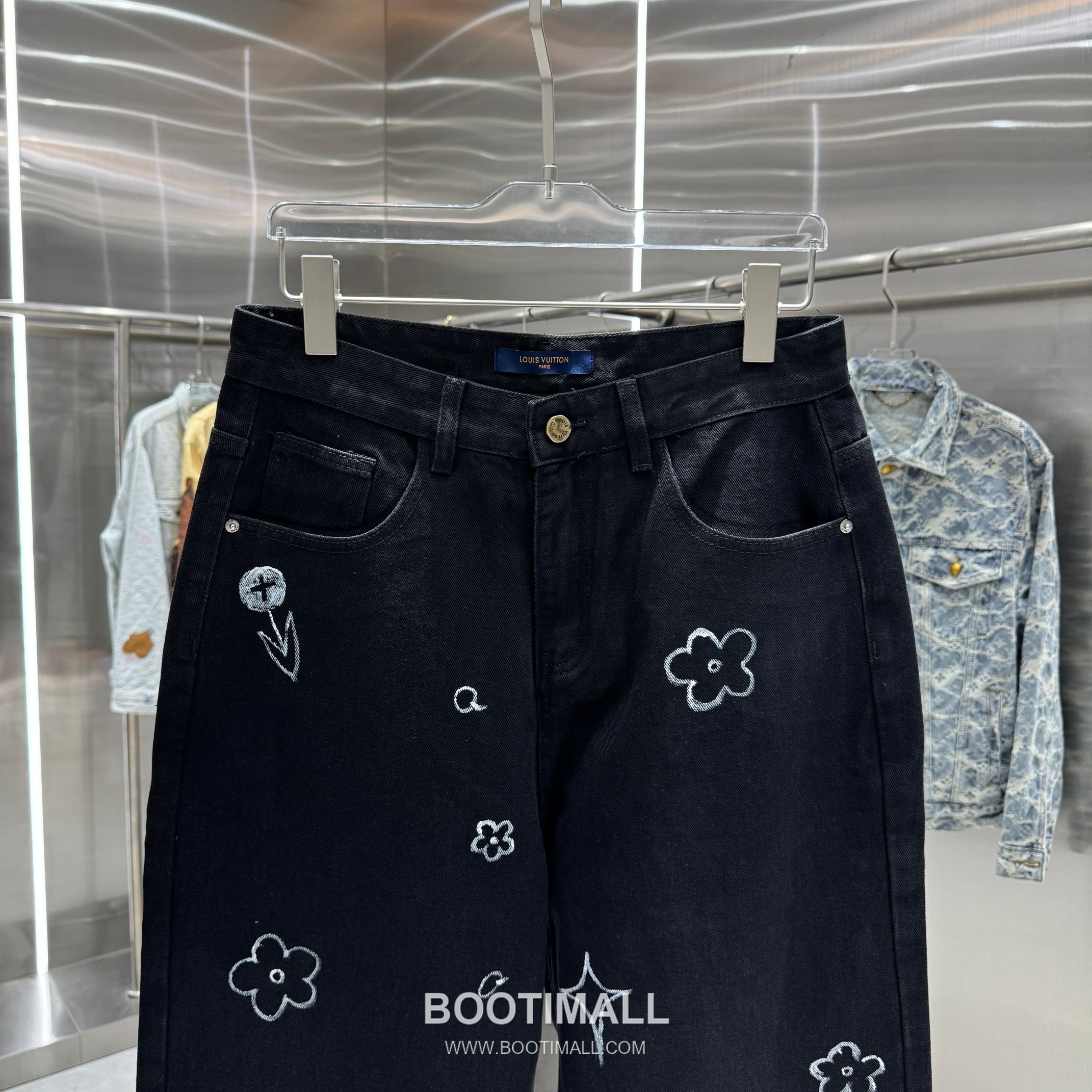 Louis Vuitton Letter Print Straight Jeans Denim Black Pants 루이비통 레터 프린트 스트레이트 진 데님 블랙 팬츠 6