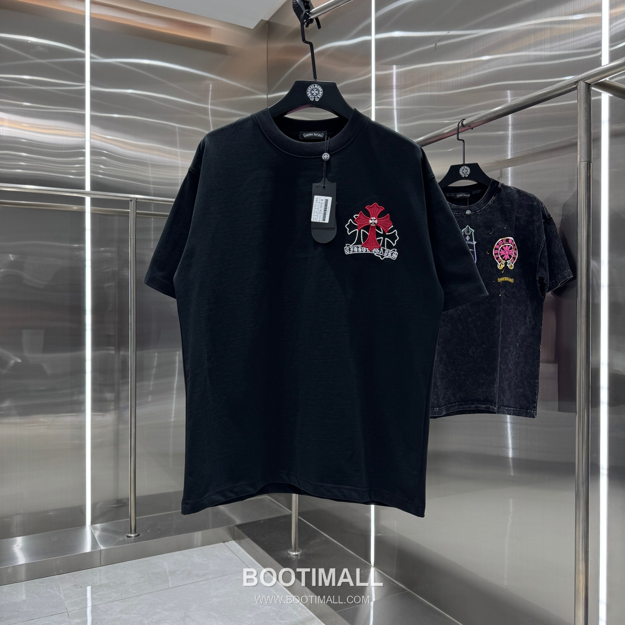 Chrome Hearts Washed Leather-Applique Embroidered Tee Black T-shirt 크롬하츠 워싱 레더 아플리케 자수 티 블랙 티셔츠 1