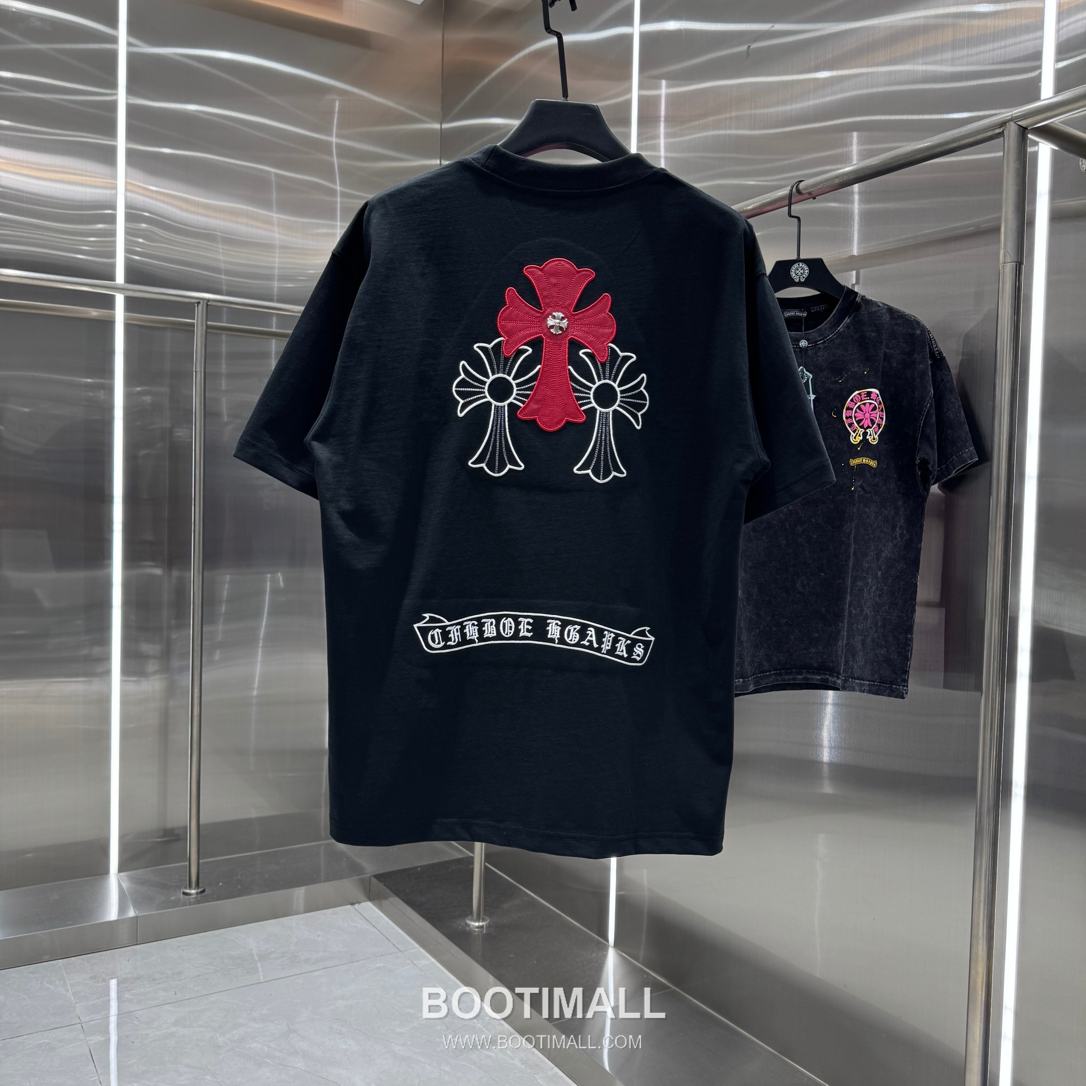 Chrome Hearts Washed Leather-Applique Embroidered Tee Black T-shirt 크롬하츠 워싱 레더 아플리케 자수 티 블랙 티셔츠 2
