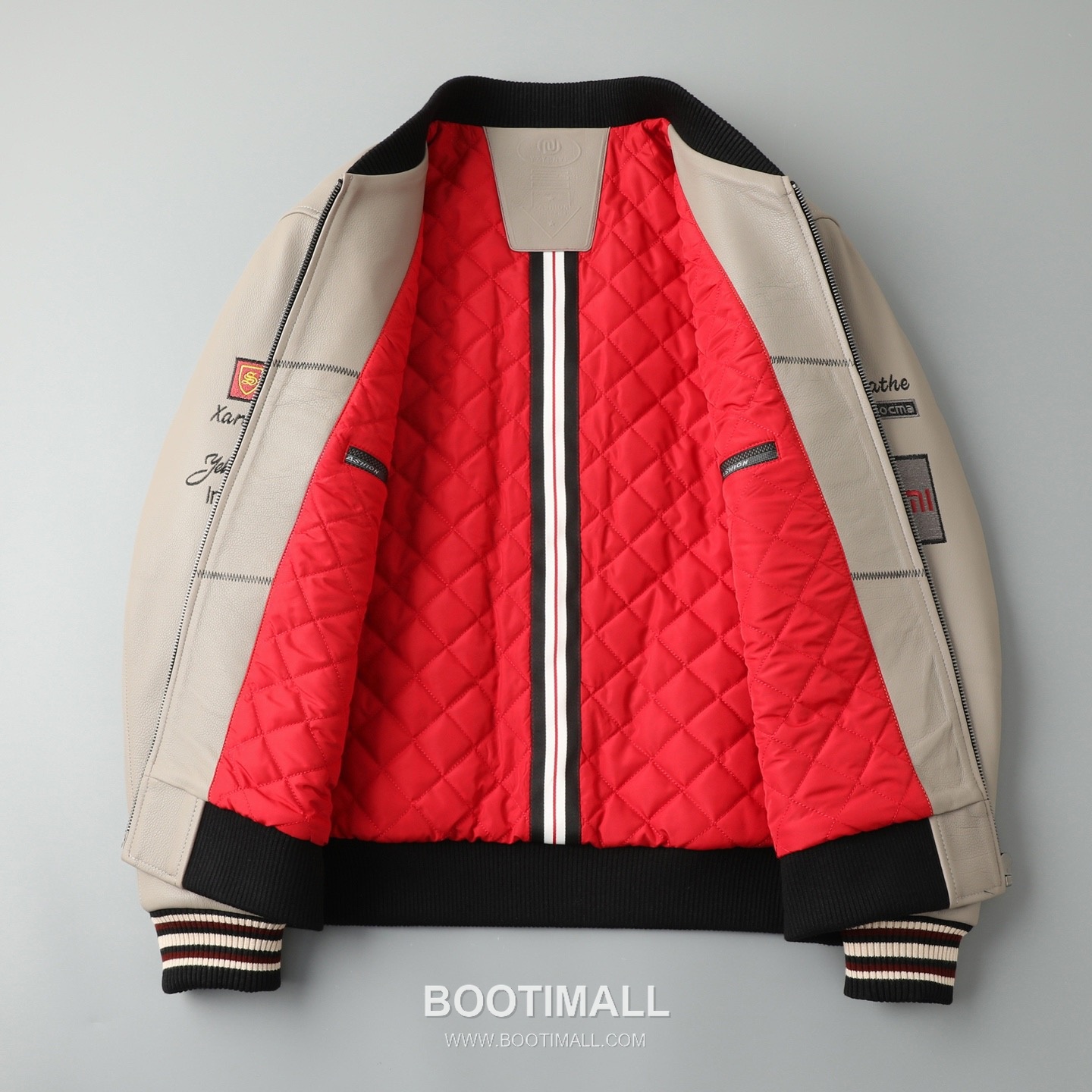 Gucci Racing Collaboration Leather Goatskin Beige Jacket 구찌 레이싱 콜라보 레더 염소가죽 베이지 재킷 3