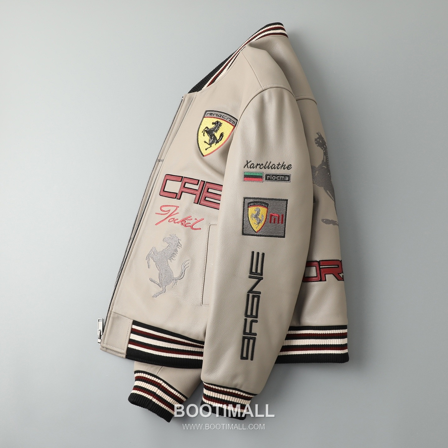 Gucci Racing Collaboration Leather Goatskin Beige Jacket 구찌 레이싱 콜라보 레더 염소가죽 베이지 재킷 9