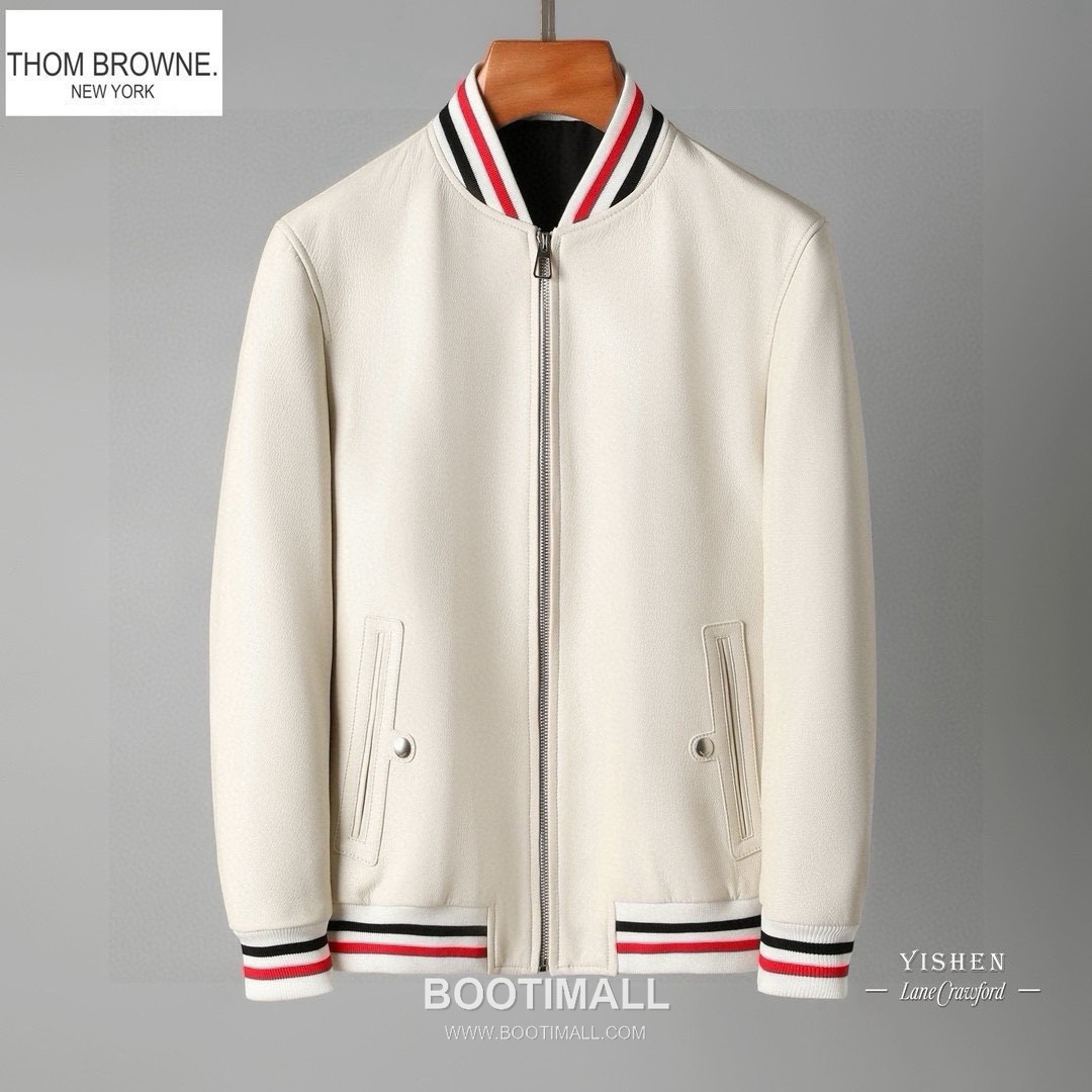 Thom Browne 2026 Leather Bomber Goatskin White 톰브라운 2026 레더 봄버 염소가죽 화이트 1