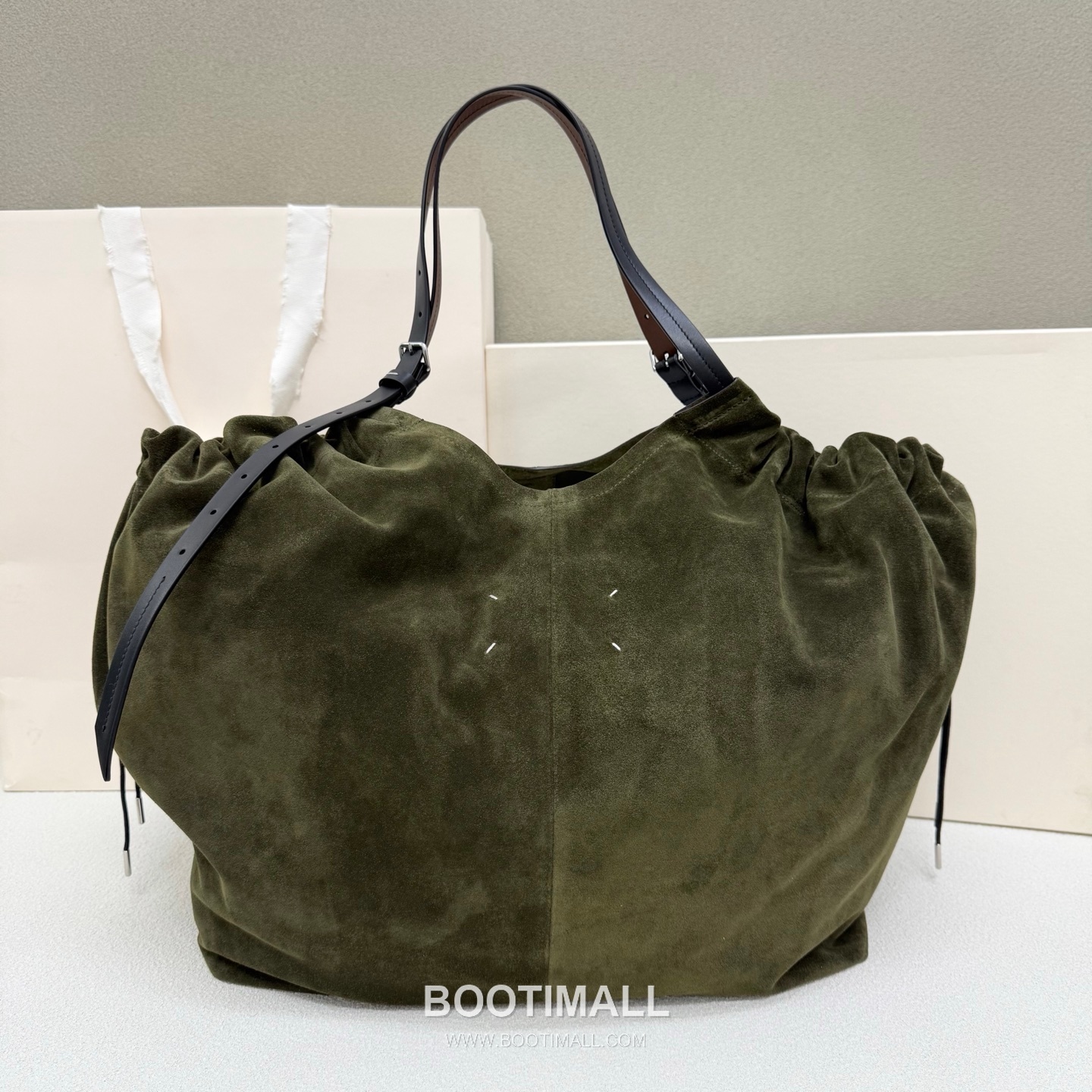 Maison Margiela Oversized Shopping Suede Leather Green Tote Bag 메종 마르지엘라 오버사이즈 쇼핑 스웨이드 레더 그린 토트백 38cm 1