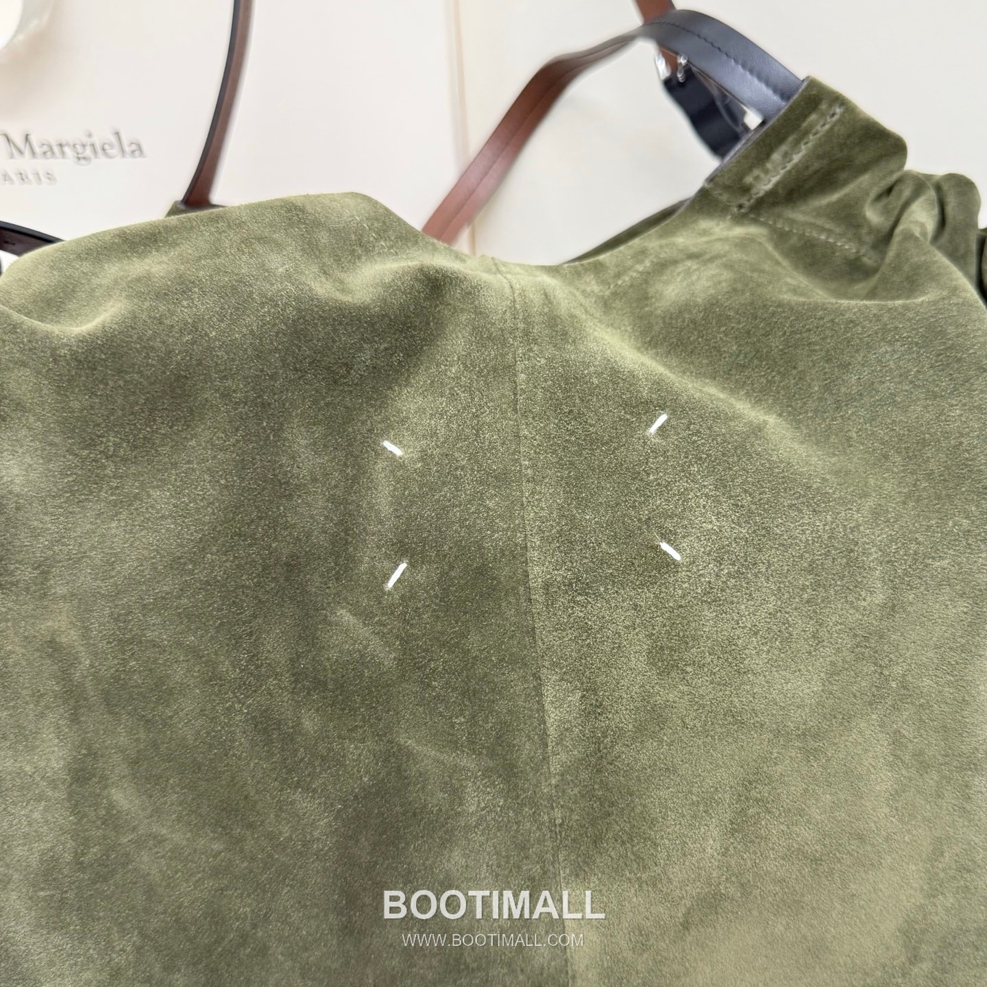 Maison Margiela Oversized Shopping Suede Leather Green Tote Bag 메종 마르지엘라 오버사이즈 쇼핑 스웨이드 레더 그린 토트백 38cm 5