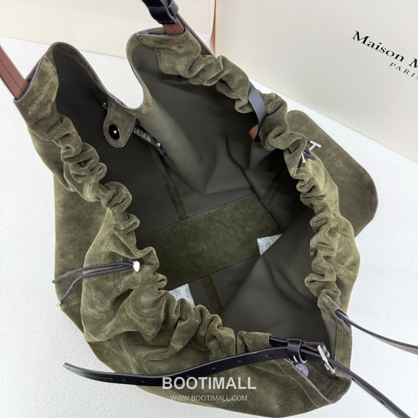 Maison Margiela Oversized Shopping Suede Leather Green Tote Bag 메종 마르지엘라 오버사이즈 쇼핑 스웨이드 레더 그린 토트백 38cm 9