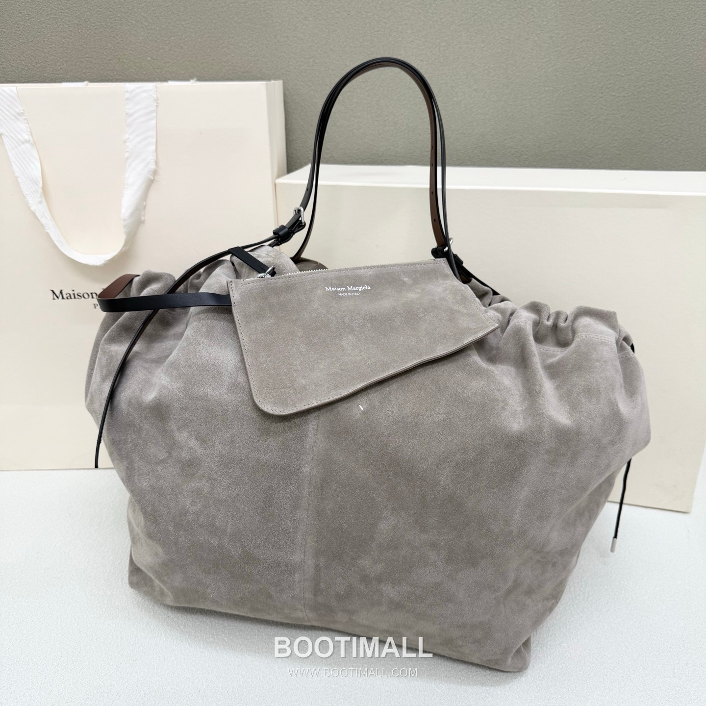 Maison Margiela Oversized Shopping Suede Leather Green Tote Bag 메종 마르지엘라 오버사이즈 쇼핑 스웨이드 레더 그린 토트백 38cm 2