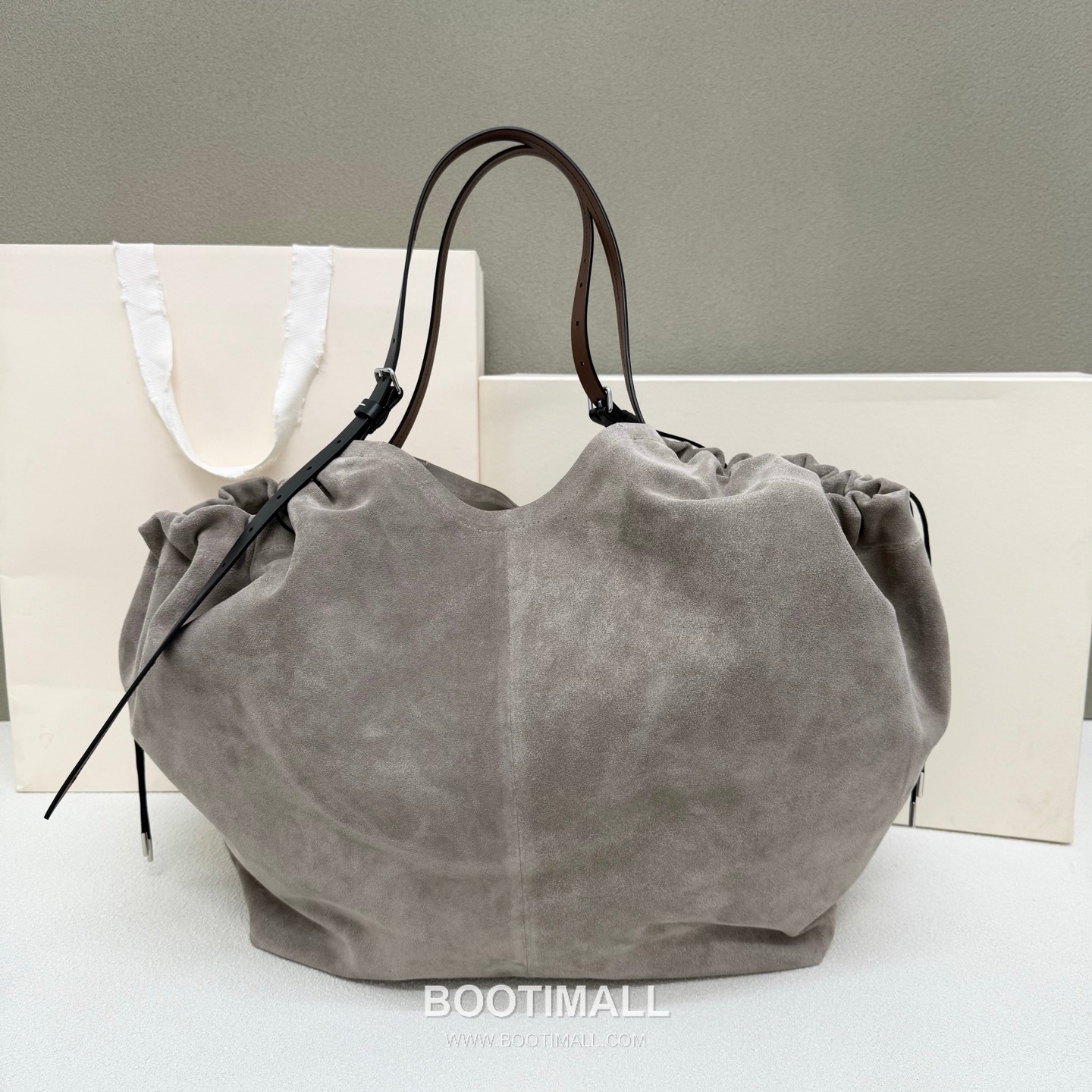 Maison Margiela Oversized Shopping Suede Leather Green Tote Bag 메종 마르지엘라 오버사이즈 쇼핑 스웨이드 레더 그린 토트백 38cm 3