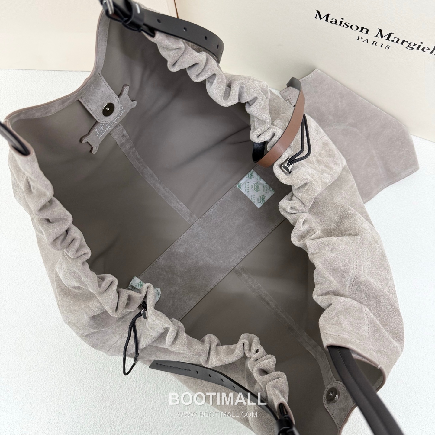 Maison Margiela Oversized Shopping Suede Leather Green Tote Bag 메종 마르지엘라 오버사이즈 쇼핑 스웨이드 레더 그린 토트백 38cm 9