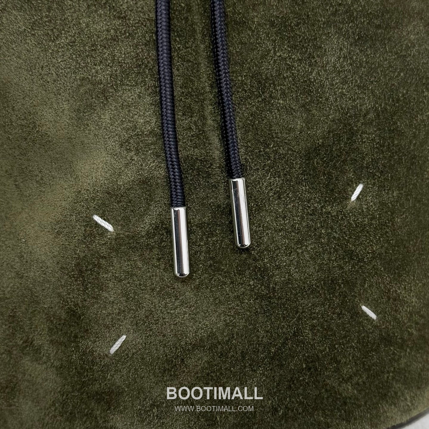 Maison Margiela Drawstring Mini Pouch Suede Leather Green Bucket Bag 메종 마르지엘라 드로우스트링 미니 파우치 스웨이드 레더 그린 버킷백 20.5cm 6