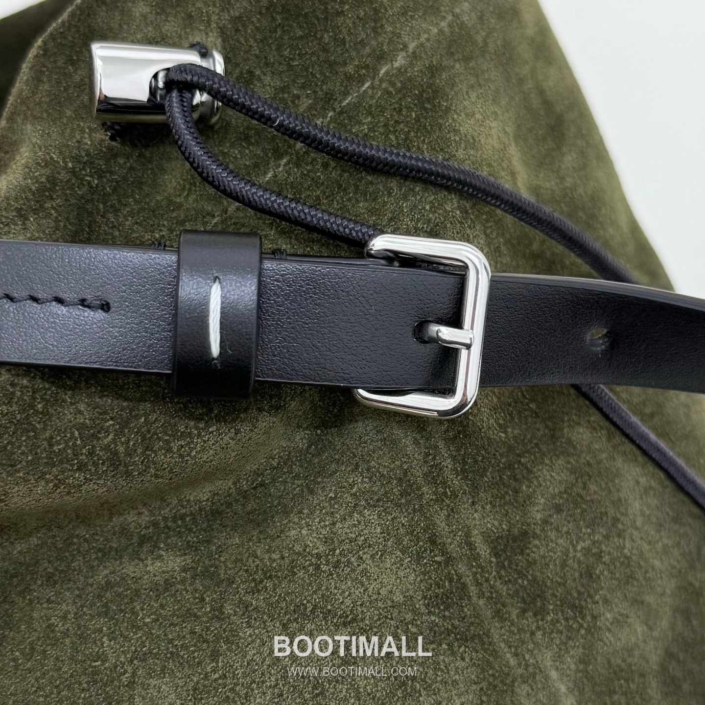 Maison Margiela Drawstring Mini Pouch Suede Leather Green Bucket Bag 메종 마르지엘라 드로우스트링 미니 파우치 스웨이드 레더 그린 버킷백 20.5cm 7