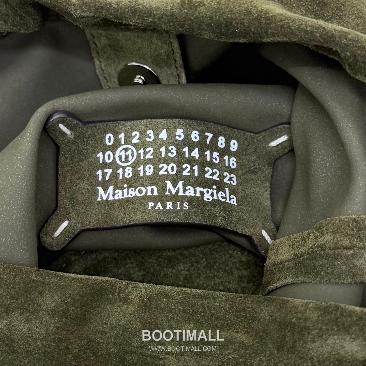 Maison Margiela Drawstring Mini Pouch Suede Leather Green Bucket Bag 메종 마르지엘라 드로우스트링 미니 파우치 스웨이드 레더 그린 버킷백 20.5cm 8