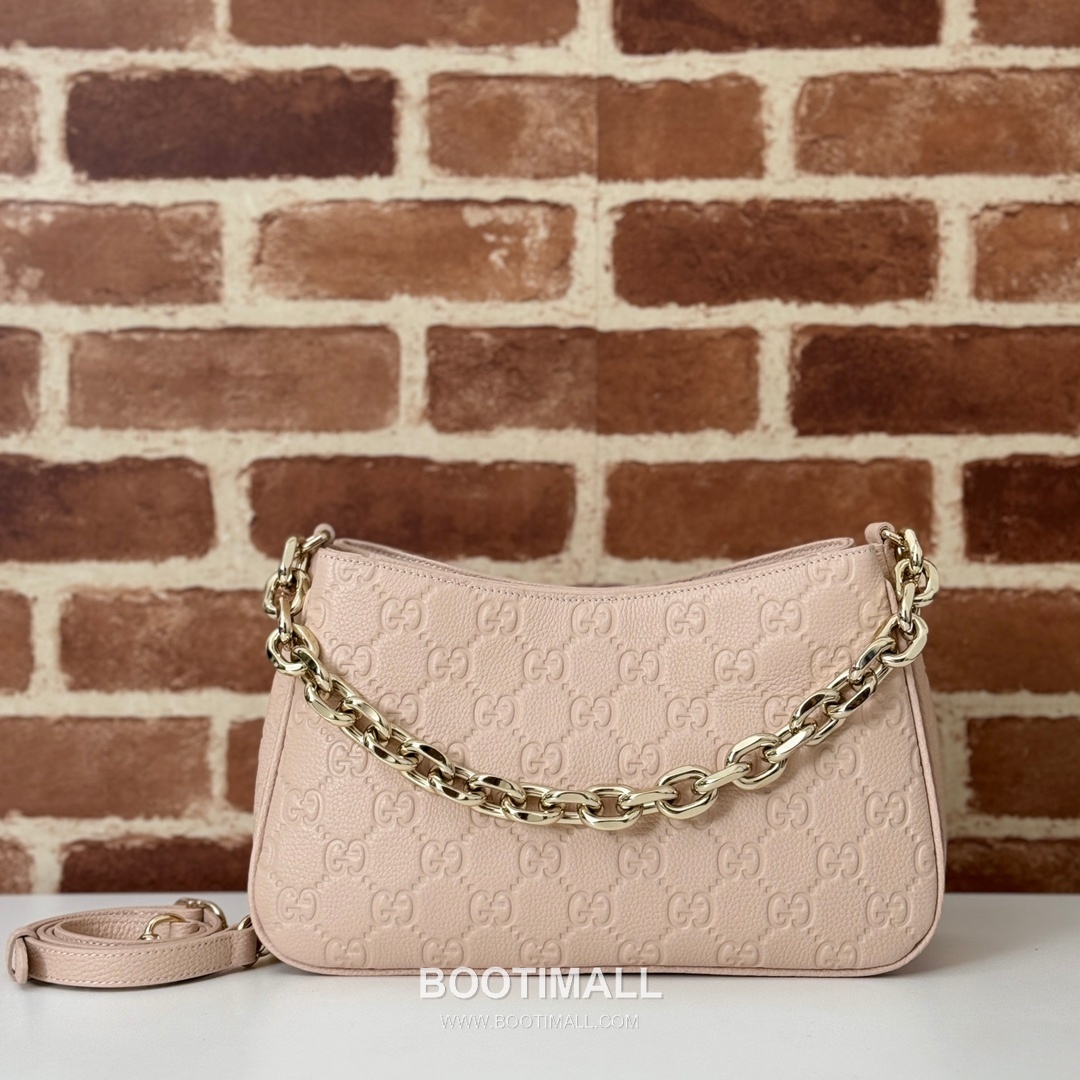 Gucci Pink Grain Leather Shoulder Bag 815263 구찌 핑크 그레인 레더 숄더백 29cm 1
