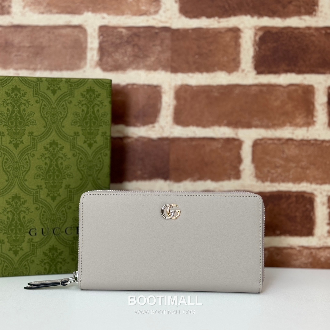Gucci Light Grey Leather Clutch Wallet 790057 구찌 라이트 그레이 레더 클러치 지갑 19.5cm 1