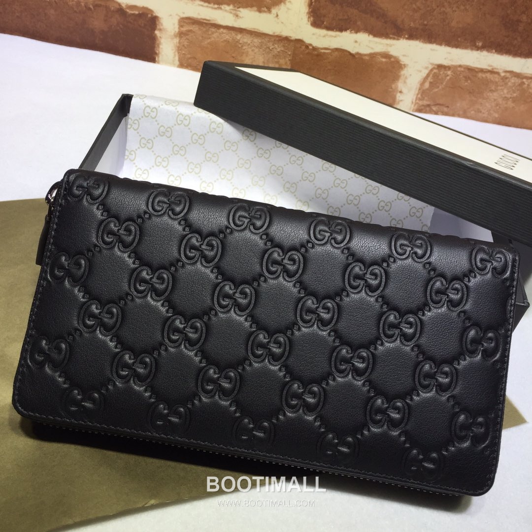 Gucci Black Embossed Leather Long Wallet 307987 구찌 블랙 엠보싱 레더 남성 장지갑 19cm 1