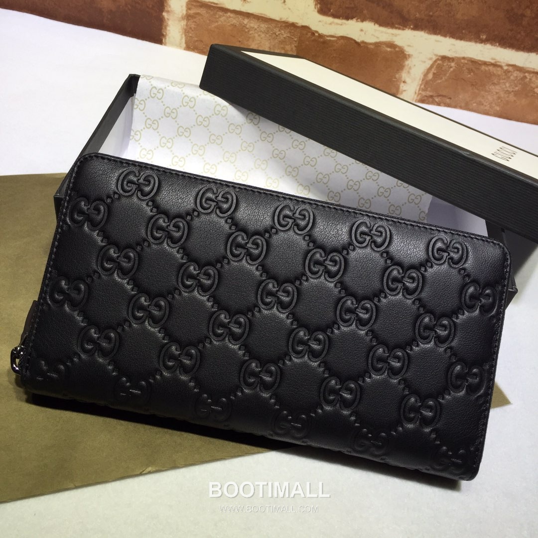 Gucci Black Embossed Leather Long Wallet 307987 구찌 블랙 엠보싱 레더 남성 장지갑 19cm 2