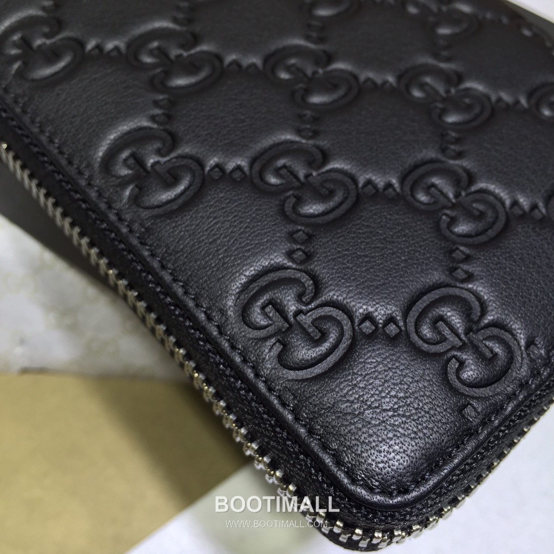 Gucci Black Embossed Leather Long Wallet 307987 구찌 블랙 엠보싱 레더 남성 장지갑 19cm 6
