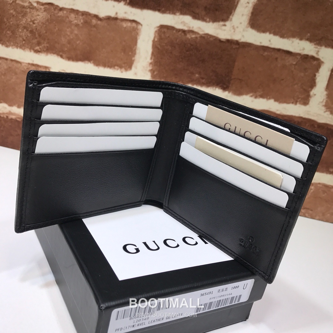 Gucci Black Embossed Leather Bifold Wallet 365491 구찌 블랙 엠보싱 레더 남성 반지갑 10.5cm 3