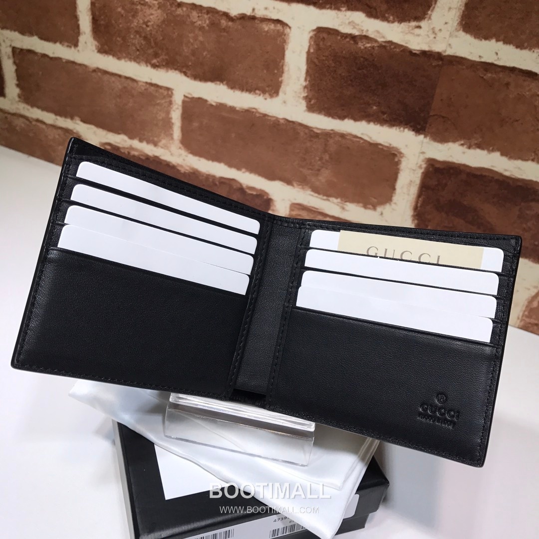 Gucci Black Embossed Leather Bifold Wallet 473916 구찌 블랙 엠보싱 레더 남성 반지갑 11cm 5
