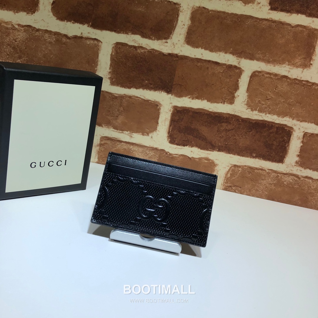 Gucci Black Embossed Leather Card Holder 625564 구찌 블랙 엠보싱 레더 카드지갑 10cm 1
