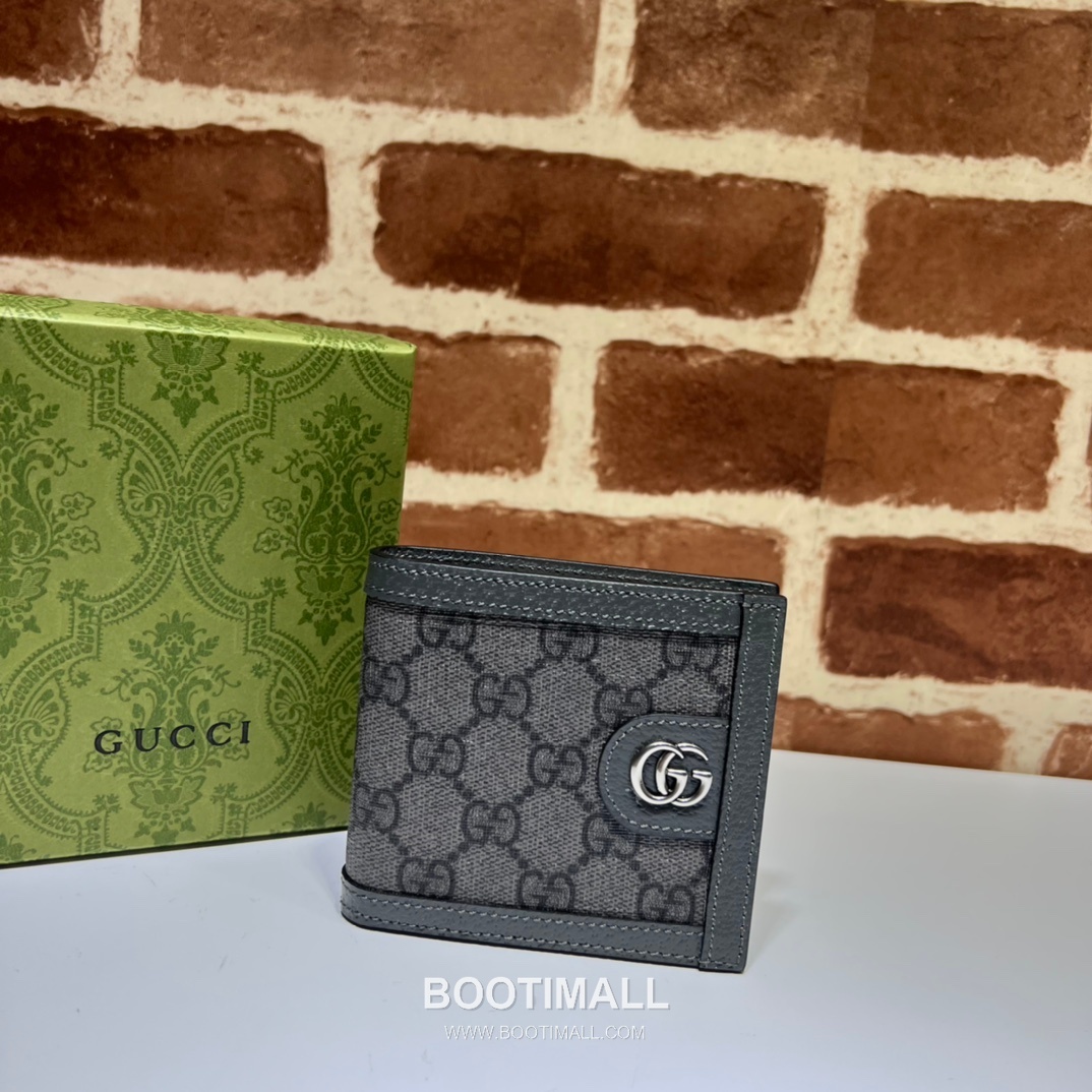 Gucci Grey PVC Grey Leather Bifold Wallet 597609 구찌 그레이 PVC 그레이 레더 남성 반지갑 11cm 1