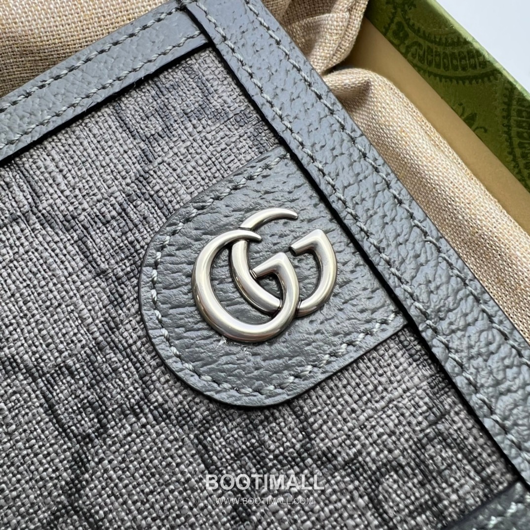 Gucci Grey PVC Grey Leather Bifold Wallet 597609 구찌 그레이 PVC 그레이 레더 남성 반지갑 11cm 3