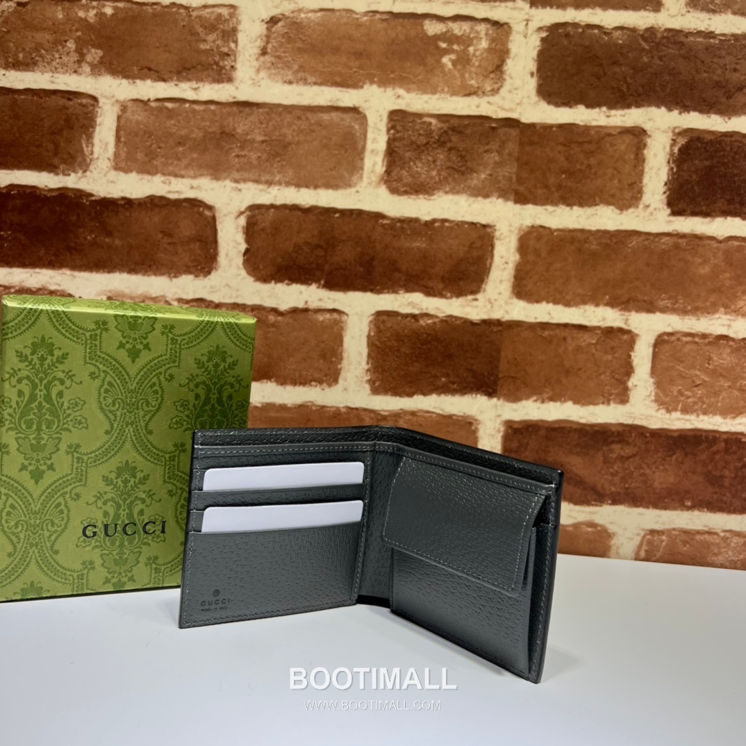 Gucci Grey PVC Grey Leather Bifold Wallet 597609 구찌 그레이 PVC 그레이 레더 남성 반지갑 11cm 4