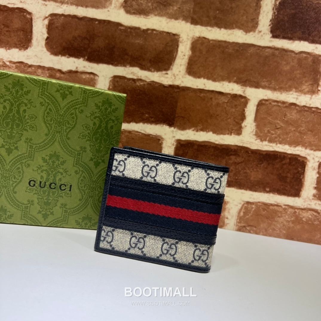 Gucci Blue Rubber Leather Bifold Wallet 597606 구찌 블루 러버 레더 남성 반지갑 11cm 2