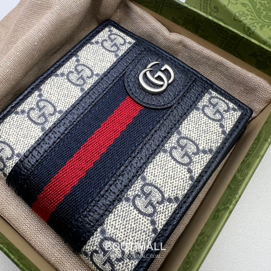 Gucci Blue Rubber Leather Bifold Wallet 597606 구찌 블루 러버 레더 남성 반지갑 11cm 3
