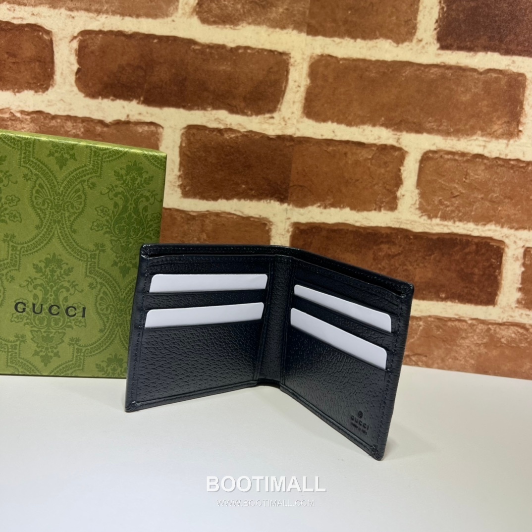 Gucci Blue Rubber Leather Bifold Wallet 597606 구찌 블루 러버 레더 남성 반지갑 11cm 4