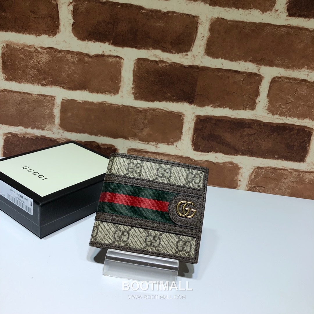 Gucci Apricot PVC Brown Pigskin Leather Bifold Wallet 597606 구찌 애프리콧 PVC 브라운 피그스킨 레더 남성 반지갑 11cm 1