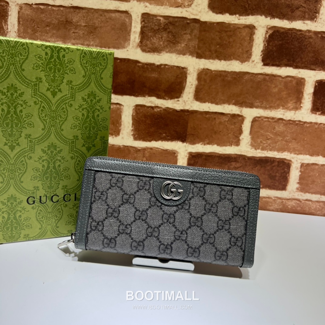 Gucci Grey PVC Grey Leather Long Wallet 706844 구찌 그레이 PVC 그레이 레더 남성 장지갑 19cm 1