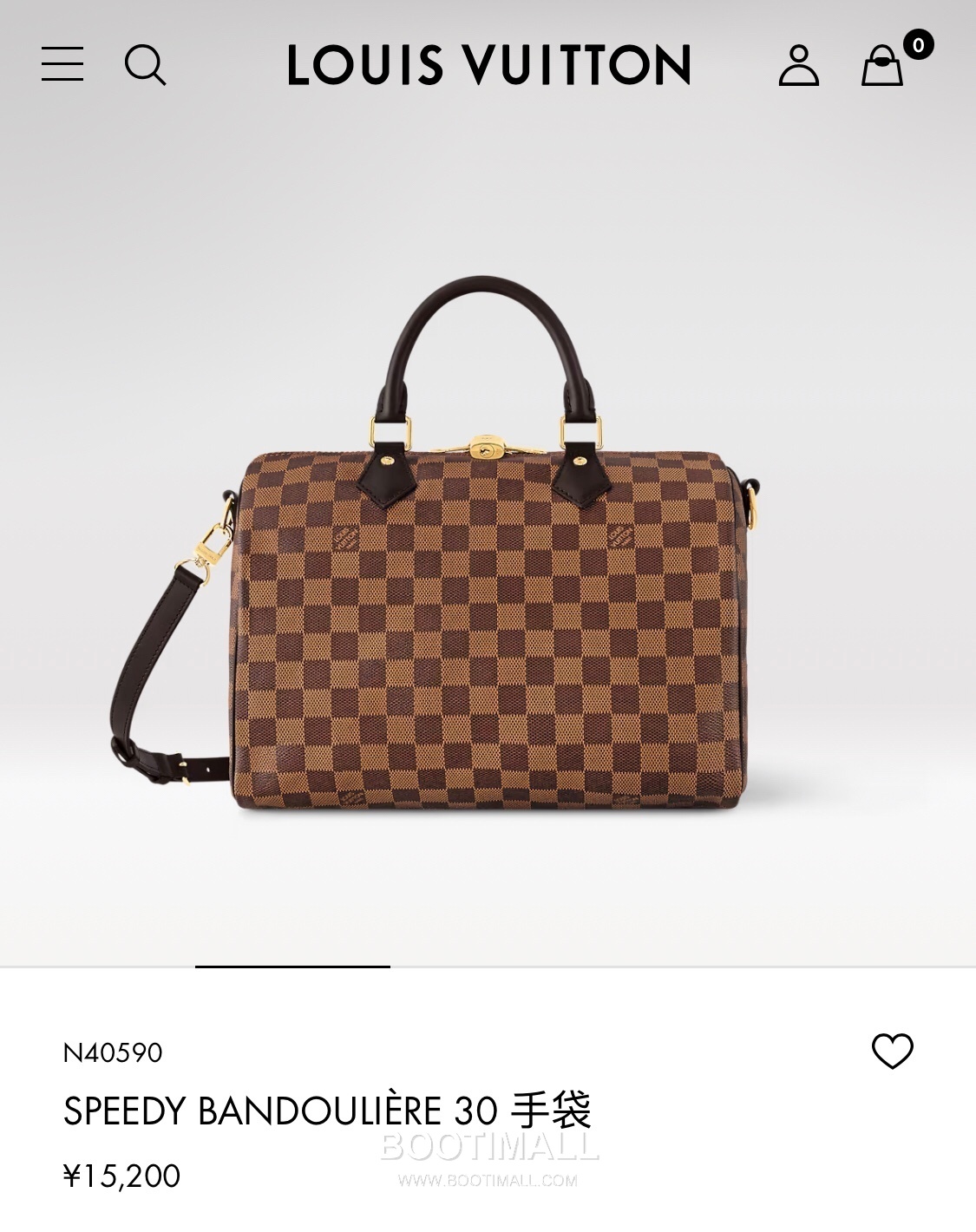 Louis Vuitton Speedy Bandouliere Damier Ebene Canvas Brown Zip Wallet 루이비통 스피디 반둘리에 다미에 에벤 캔버스 브라운 지퍼 지갑 30cm 1