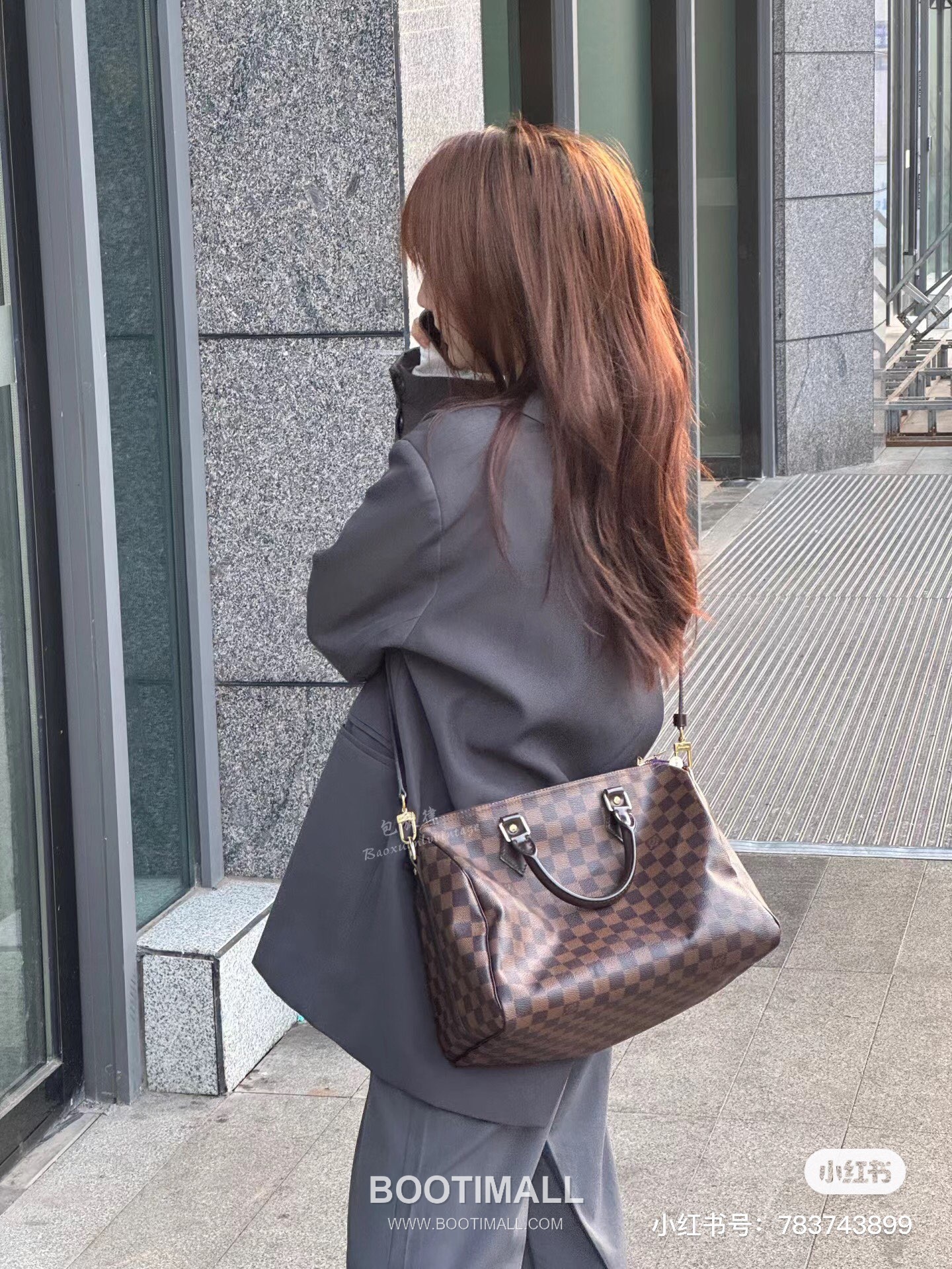 Louis Vuitton Speedy Bandouliere Damier Ebene Canvas Brown Zip Wallet 루이비통 스피디 반둘리에 다미에 에벤 캔버스 브라운 지퍼 지갑 30cm 4