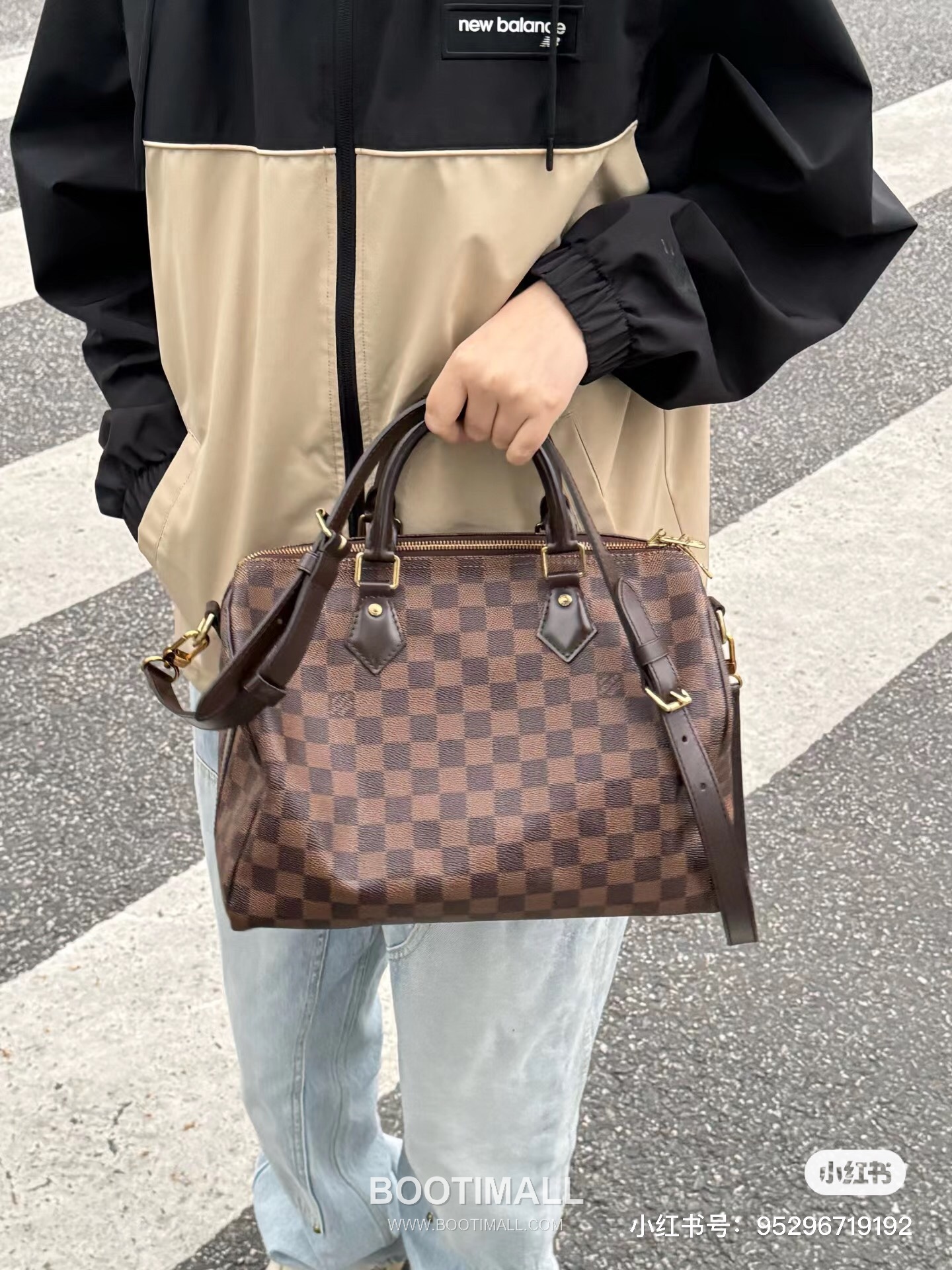 Louis Vuitton Speedy Bandouliere Damier Ebene Canvas Brown Zip Wallet 루이비통 스피디 반둘리에 다미에 에벤 캔버스 브라운 지퍼 지갑 30cm 7