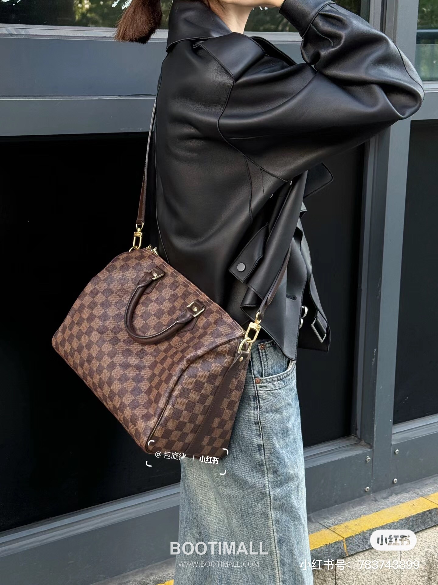 Louis Vuitton Speedy Bandouliere Damier Ebene Canvas Brown Zip Wallet 루이비통 스피디 반둘리에 다미에 에벤 캔버스 브라운 지퍼 지갑 30cm 9