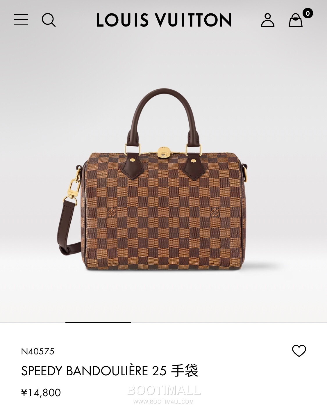 Louis Vuitton Speedy Bandouliere Damier Ebene Coated Canvas Brown Zip Wallet 루이비통 스피디 반둘리에 다미에 에벤 코팅 캔버스 브라운 지퍼 지갑 25cm 1