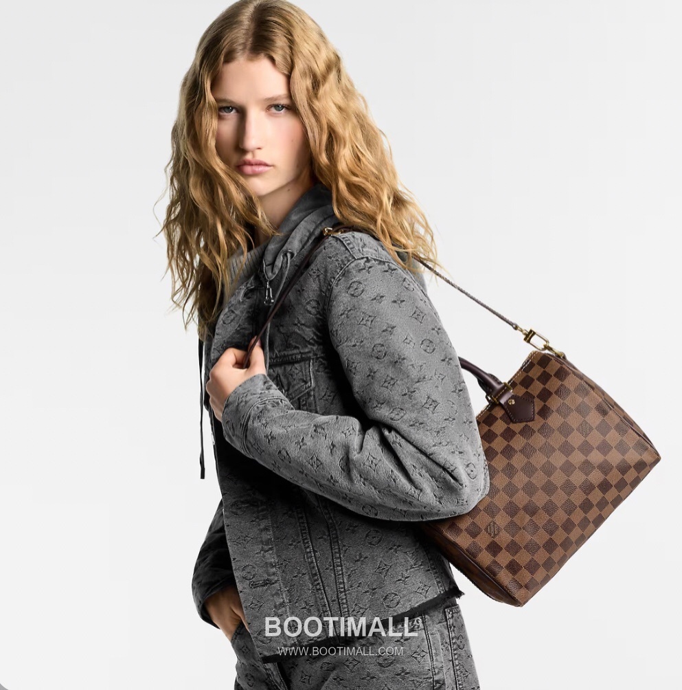 Louis Vuitton Speedy Bandouliere Damier Ebene Coated Canvas Brown Zip Wallet 루이비통 스피디 반둘리에 다미에 에벤 코팅 캔버스 브라운 지퍼 지갑 25cm 2