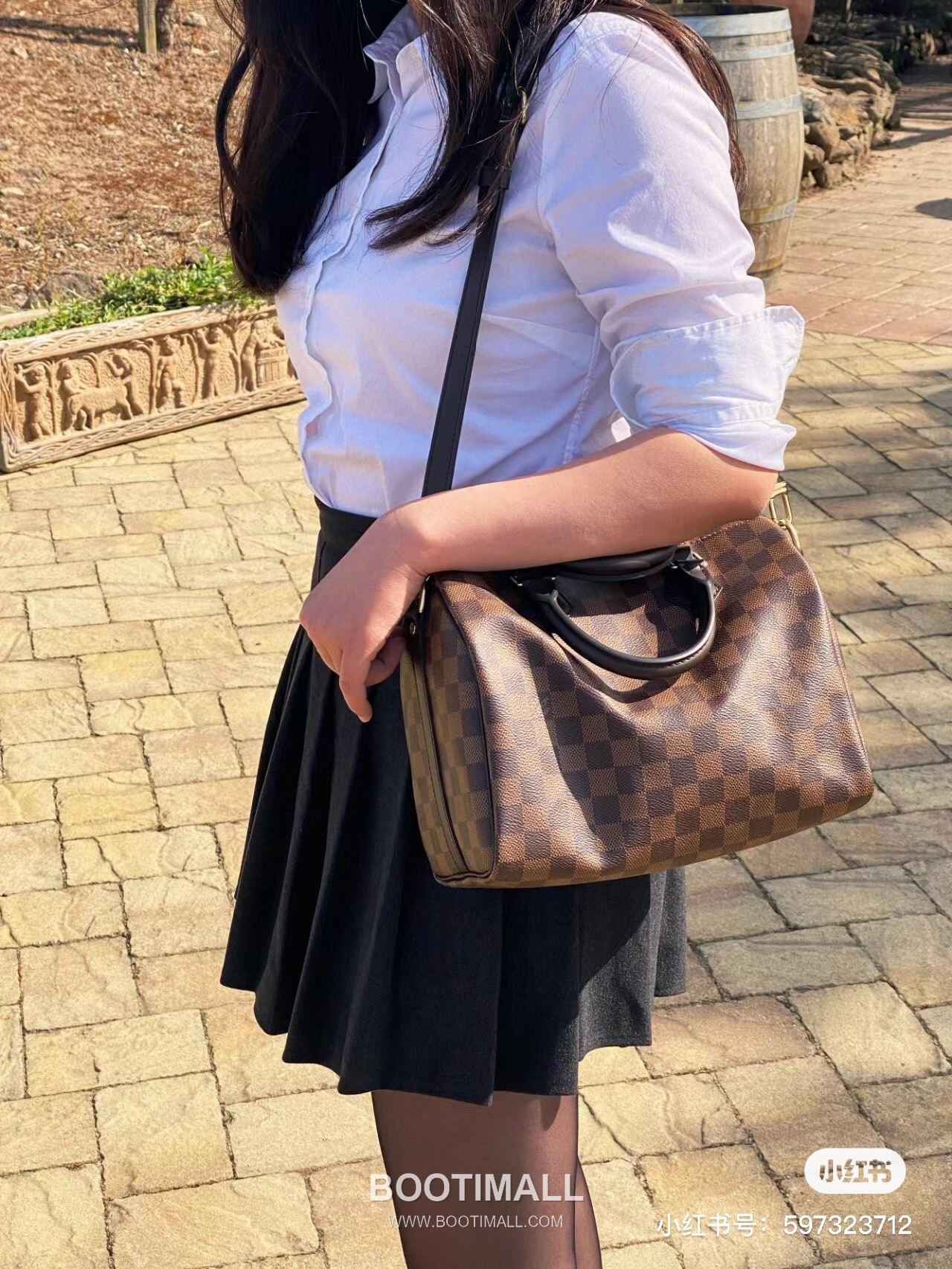 Louis Vuitton Speedy Bandouliere Damier Ebene Coated Canvas Brown Zip Wallet 루이비통 스피디 반둘리에 다미에 에벤 코팅 캔버스 브라운 지퍼 지갑 25cm 6