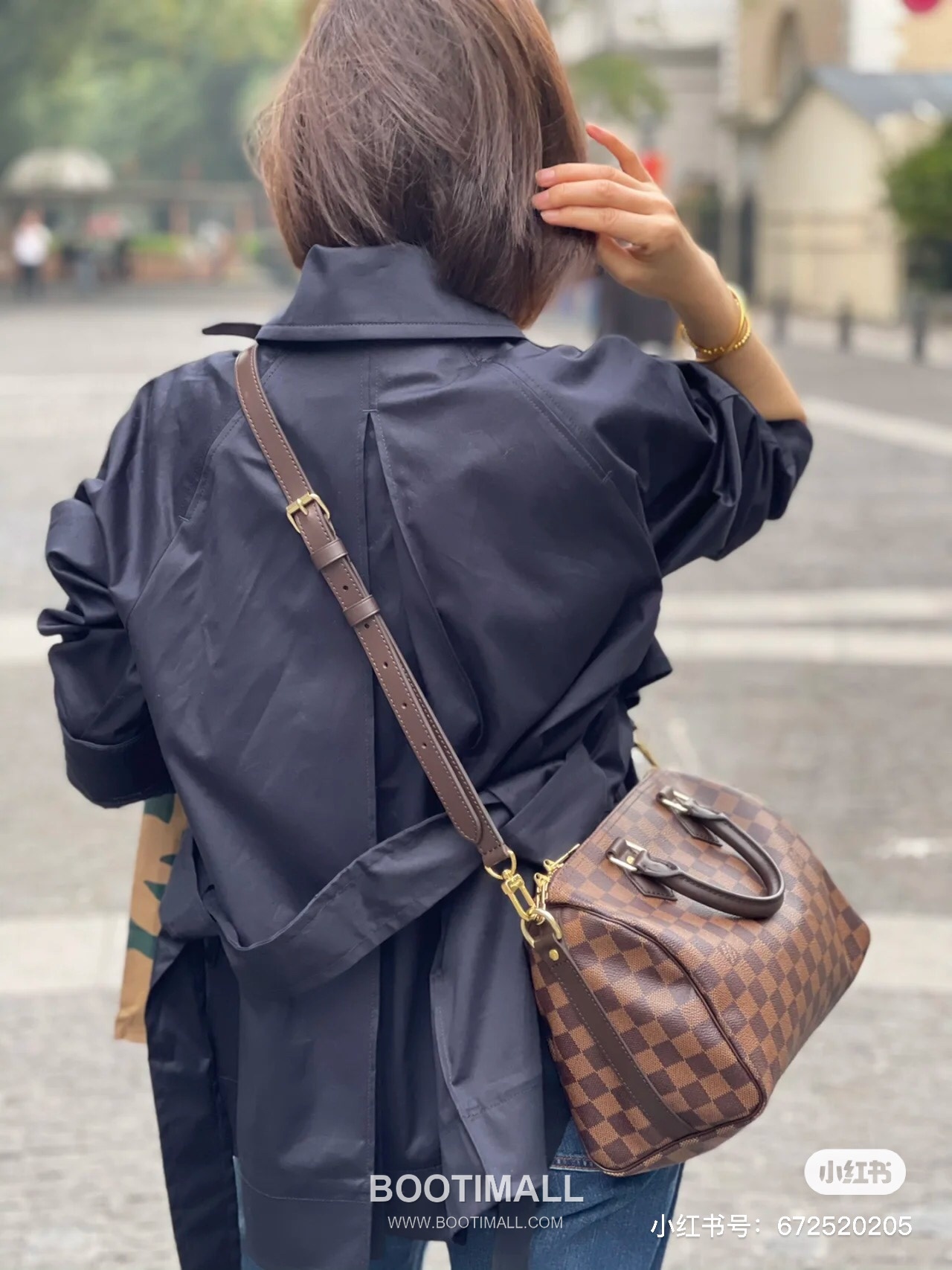 Louis Vuitton Speedy Bandouliere Damier Ebene Coated Canvas Brown Zip Wallet 루이비통 스피디 반둘리에 다미에 에벤 코팅 캔버스 브라운 지퍼 지갑 25cm 8