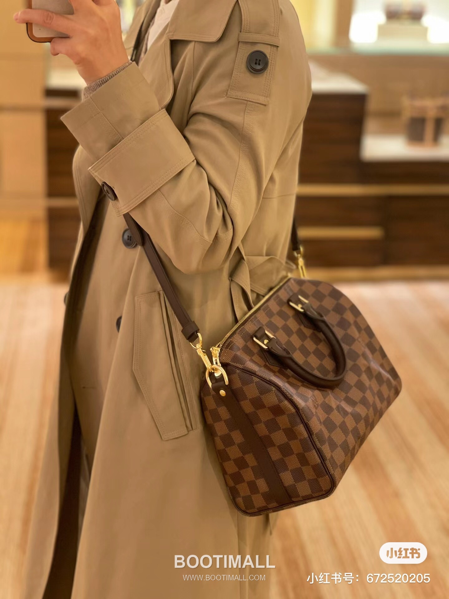 Louis Vuitton Speedy Bandouliere Damier Ebene Coated Canvas Brown Zip Wallet 루이비통 스피디 반둘리에 다미에 에벤 코팅 캔버스 브라운 지퍼 지갑 25cm 9