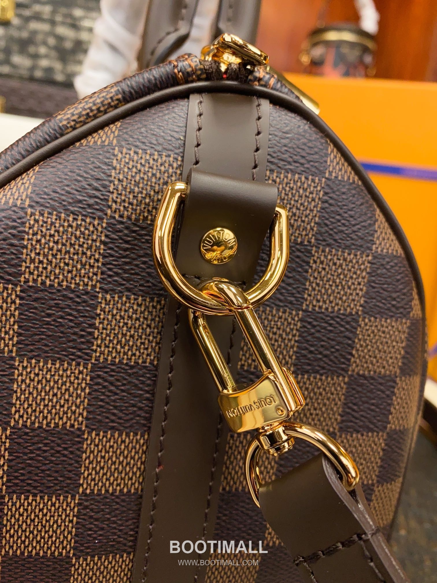 Louis Vuitton Speedy Bandouliere Damier Ebene Coated Canvas Brown Zip Wallet 루이비통 스피디 반둘리에 다미에 에벤 코팅 캔버스 브라운 지퍼 지갑 25cm 15