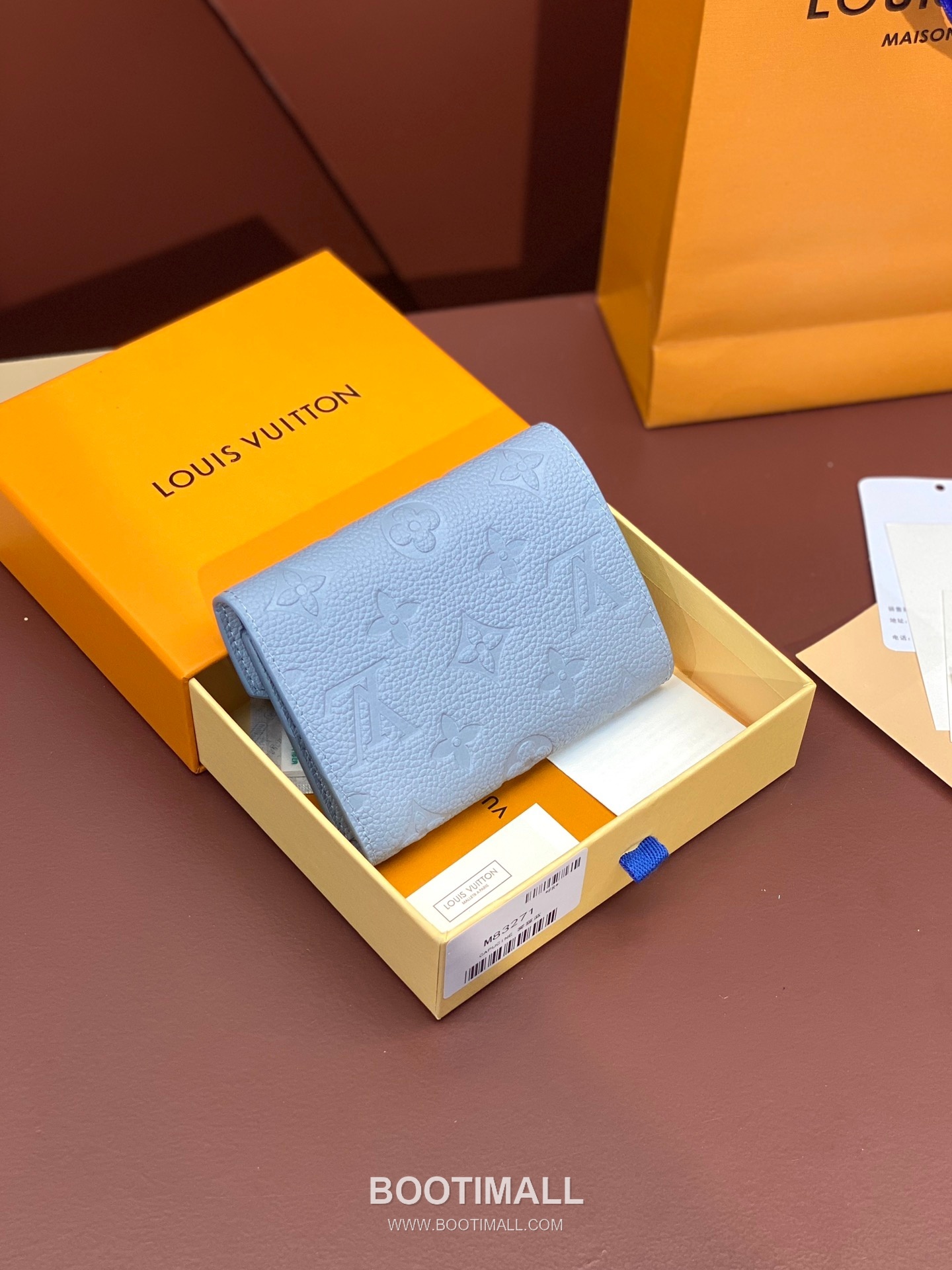 Louis Vuitton Zoe Monogram Empreinte Grained Cowhide Blue Bifold Wallet 루이비통 조에 모노그램 앙프렝뜨 M83271 그레인드 소가죽 블루 반지갑 12cm 2