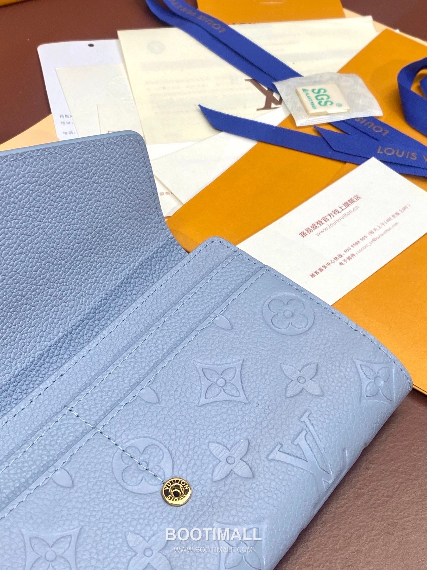 Louis Vuitton Sarah Monogram Empreinte Embossed Cowhide Haze Blue Long Wallet 루이비통 사라 모노그램 앙프렝뜨 M83443 엠보싱 소가죽 안개 블루 장지갑 19cm 7